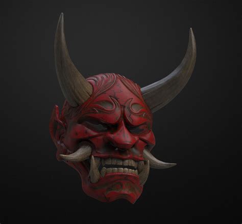 Artstation Oni Demon Mask Samurai Mask