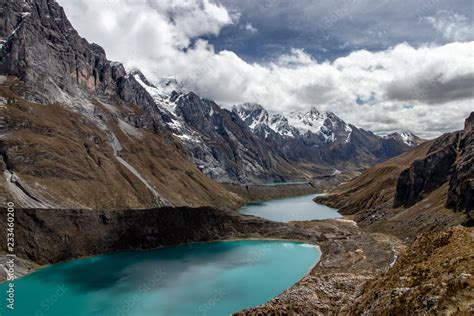 The Three Lakes Tres Lagunas In The Cordillera Huayhuash Andes