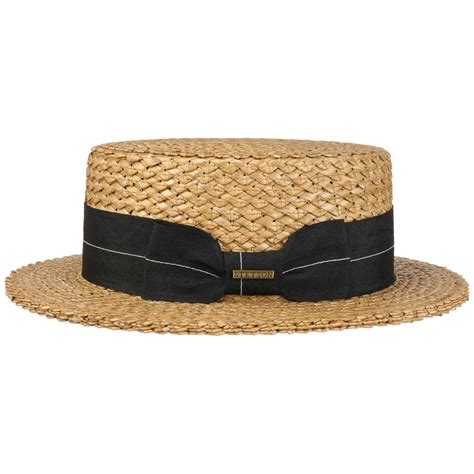 Vintage Boater Straw Hat By Stetson 7900