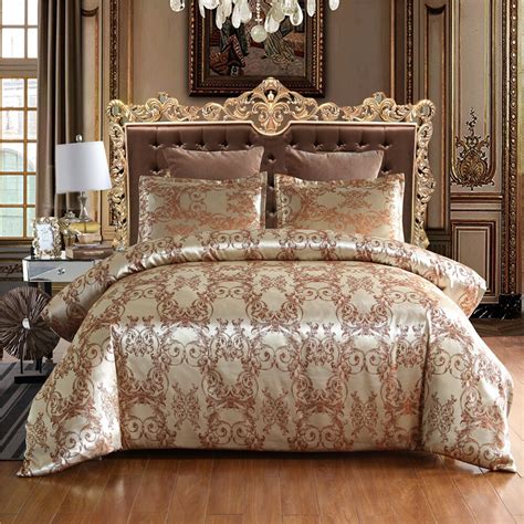 Gold Luxury Jacquard Bedding Set US Single Queen King Size Duvet Cover