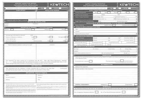 Testing of electrical installation perform all. Pat testing form template