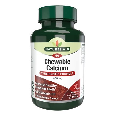 Natures Aid Chewable Calcium With Vitamin D 60 Tablets