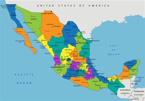 Mapa De Mexico Con Nombres Grandes