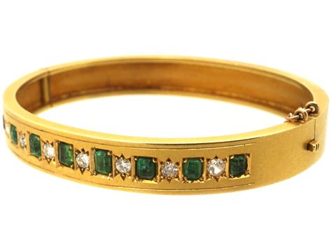victorian 18ct gold emerald and diamond bangle 936m the antique jewellery company