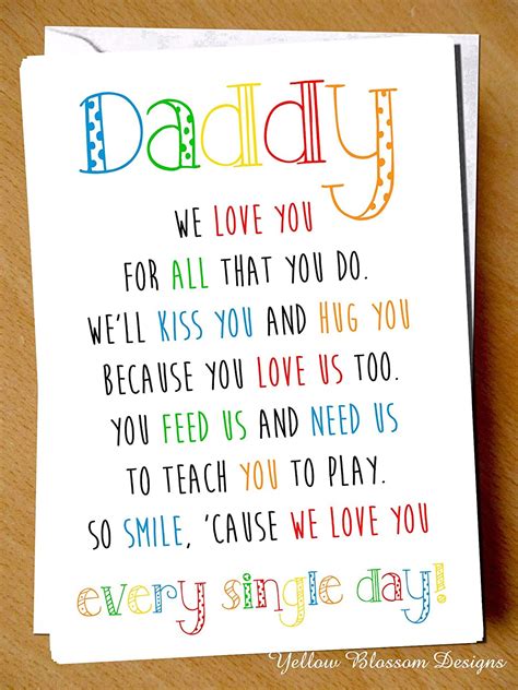 Daddy We I Love You For All That You Do Greeting Card Kids Child