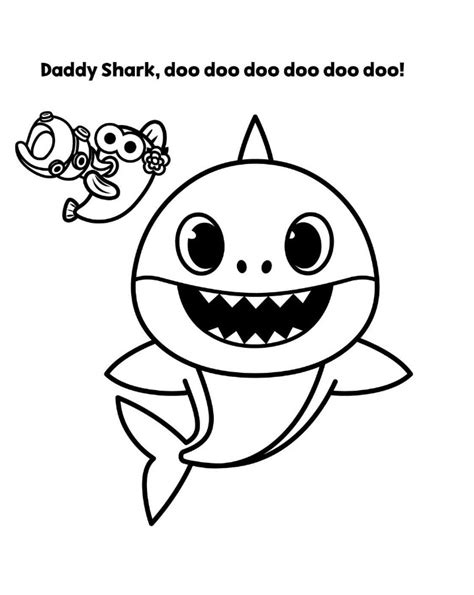 Daddy Shark Doo Doo Doo Coloring Page - Free Printable Coloring Pages