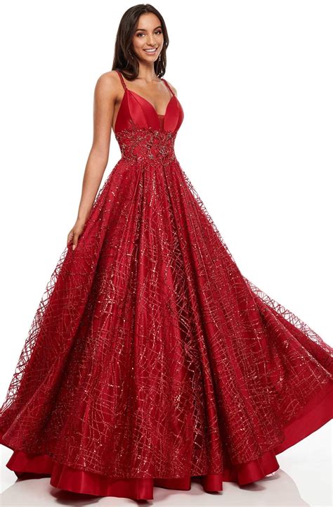 Rachel Allan Prom 7111 Glitter Tulle Deep V Neck Ballgown In 2021 Prom Dresses Ball Gown