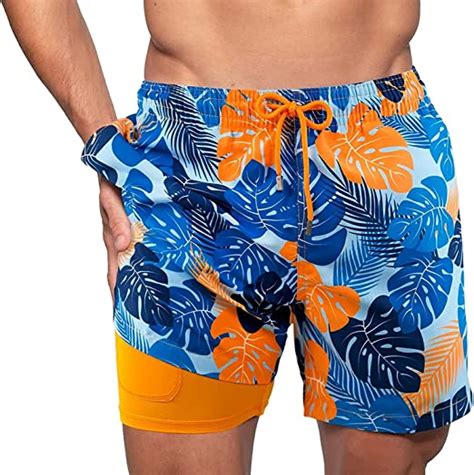 Jzh Mens Swim Trunks With Compression Linerquick Dry Swim Trunks Summer Beach Shorts Swimwear