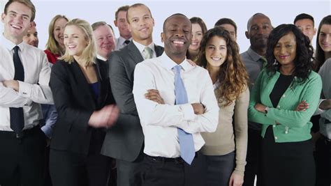 Portrait Of A Large Group Of Happy And Diverse Business People Who Are