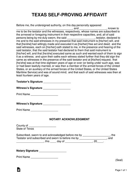 Maybe you would like to learn more about one of these? Texas Self-Proving Affidavit Form - eForms