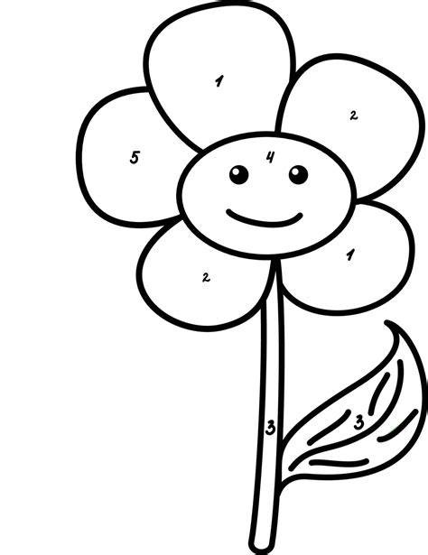 Smiling Flower Color By Number Coloring Page Download Print Or Color Online For Free