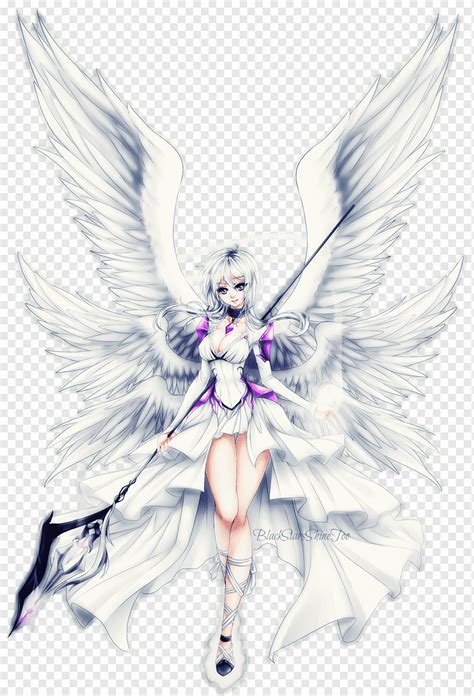 Anime Girl With Angel Wings Drawing