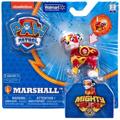 Paw Patrol Mighty Pups Marshall Exclusive Figure Light Up Badge Paws