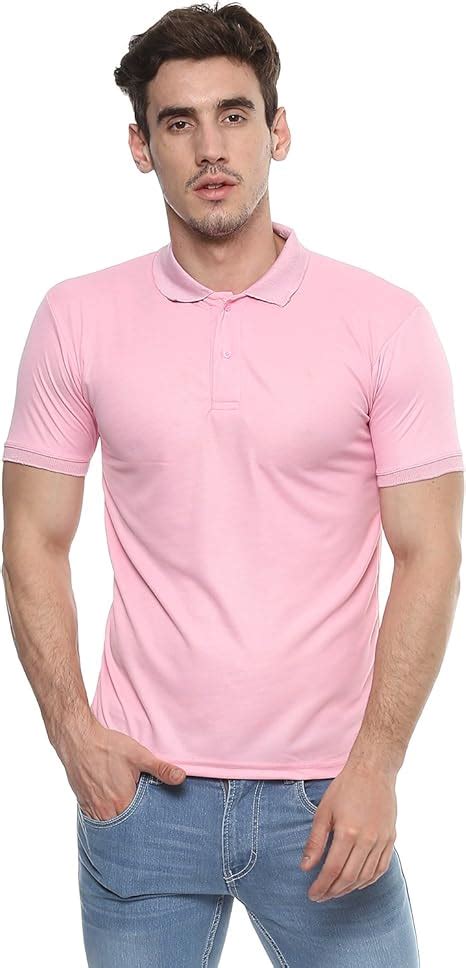 Buy Mens Polo Collar Cotton Baby Pink T Shirt At