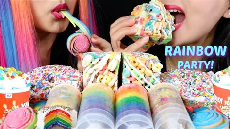 Asmr Rainbow Party Cake Push Pops Cereal Treat Donuts Ice Cream 리얼