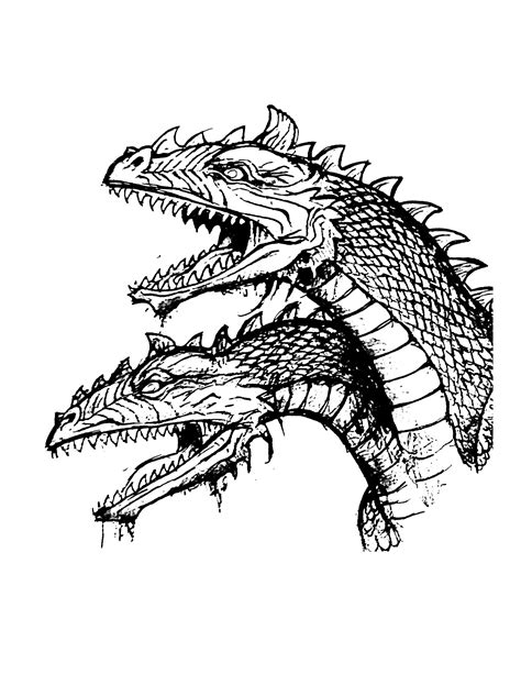 Two Headed Dragon Coloring Page By Yoltonsart Etsy Canada