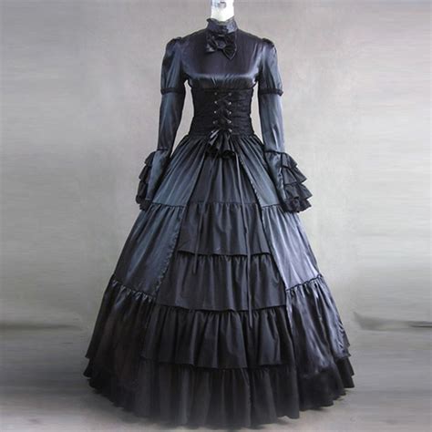 Halloween Classic Gothic Victorian Period Party Dress Autumn Long