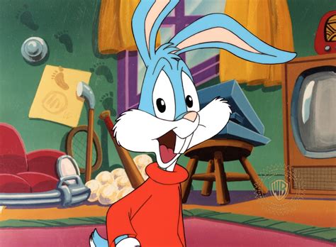 Buster Bunny Medium Original Production Cel On Printed Backgroundimage