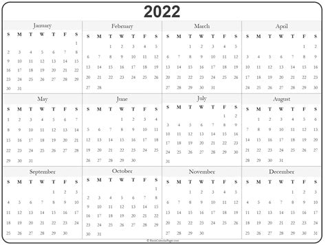 Printable Calendar Year 2022 2022 Calendar Printable Pdf 9
