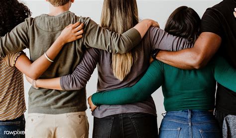 Rearview Of Diverse People Hugging Each Other Premium Image By