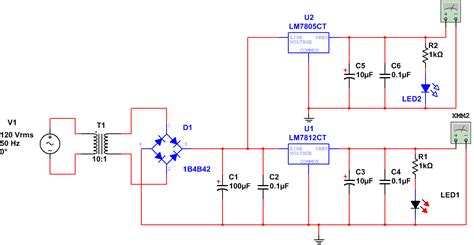 PCB Layout for Positive Voltage Regulator using 7805 and 7812
