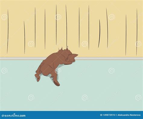 Vector Illustration Of A Cat That Sleeps In A Room Stock Vector