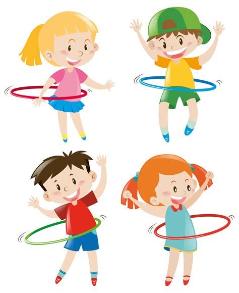 Children Playing Hula Hoops 381498 Vector Art At Vecteezy