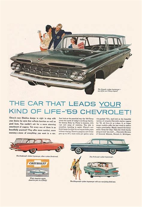 Vintage 1959 Car Ad Classic Station Wagon Ad Retro Car Etsy Canada Stasjonsvogn Chevrolet Auto