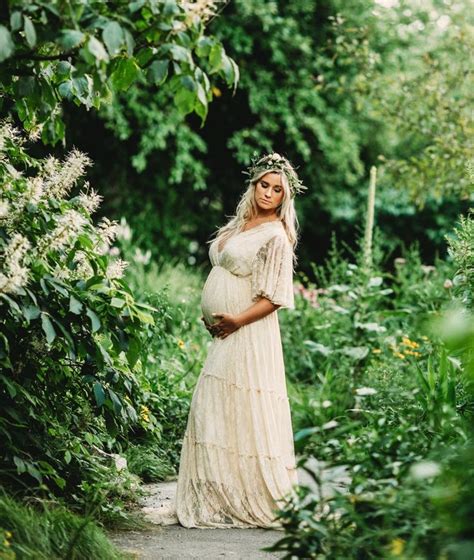 Bohemian Maternity Dress With Flutter Sleeve Boho Lace Etsy Bohemian Maternity Dress