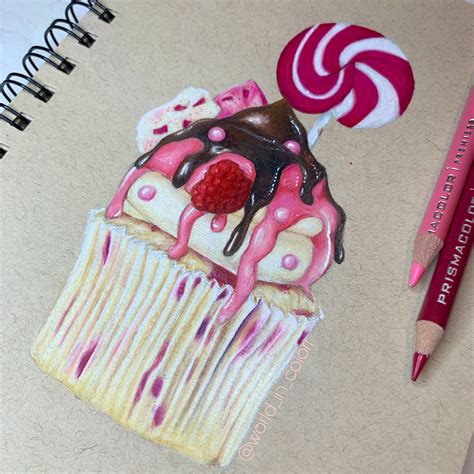 Cupcake Drawing By World In Colorr In Color Pencil Art Cupcake