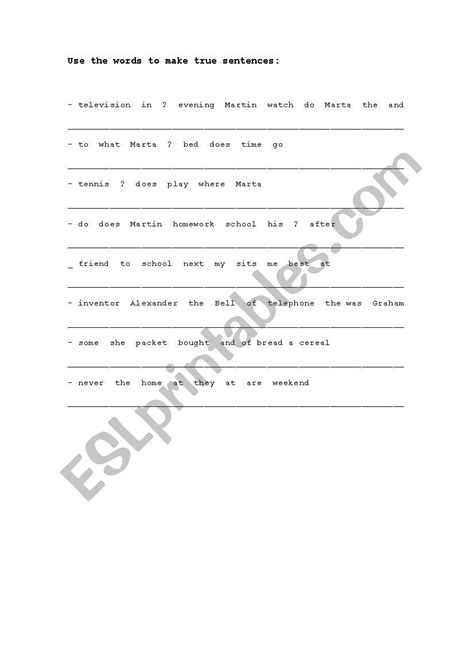 Put The Sentences In Order Esl Worksheet By Sarallado