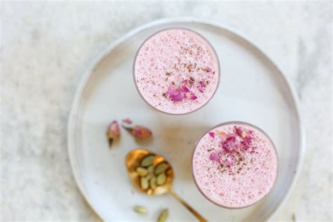 Indian Milkshake Cardamom Rosewater And Sweet Cherry Lassi Vegan