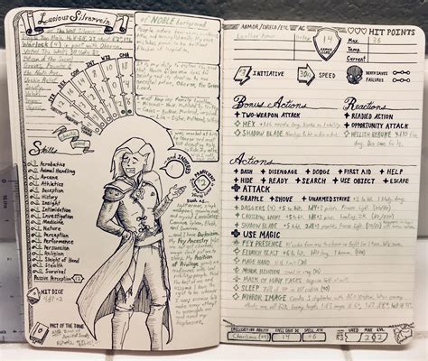 OC Art Character Sheet In Molskine Journal X Incorporating Sketch Into Layout DnD