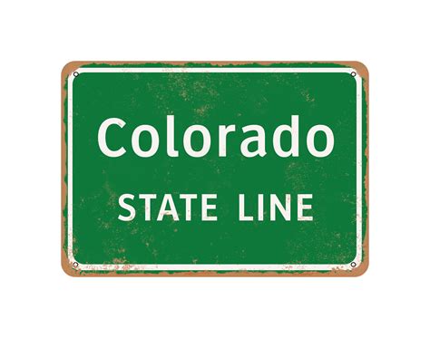 Colorado State Line Vintage Look Metal Sign Etsy