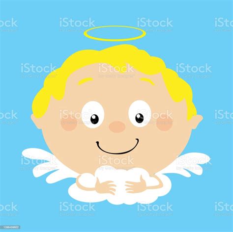 Angel In Heaven Icon Face Simple Vector Flat Design Illustration Stock