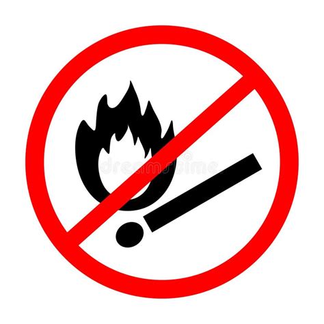 No Open Flame Sign No Fire Prohibition Sign Stock Vector