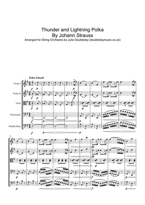 Thunder And Lightning Polka By Johann Strauss Arranged For String