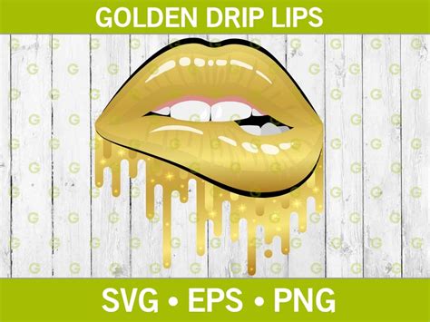 Dripping Lips Svg Gold Sparkle Drip Lips Svg Biting Lips Svg Etsy My