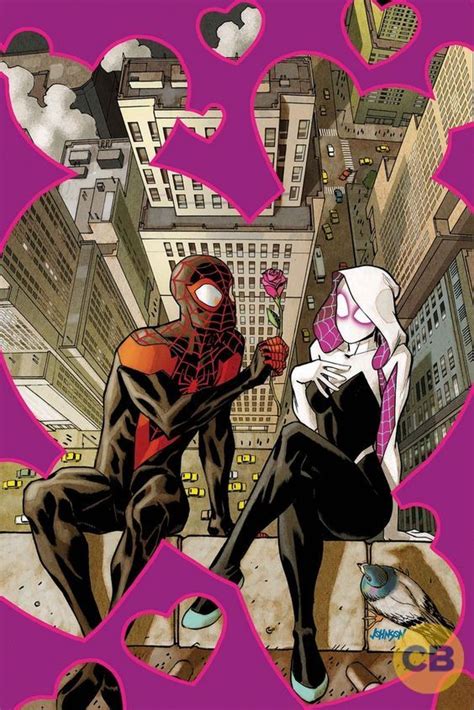 Miles Morales Spider Man And Gwendolyne Stacy Spider Gwen Earths