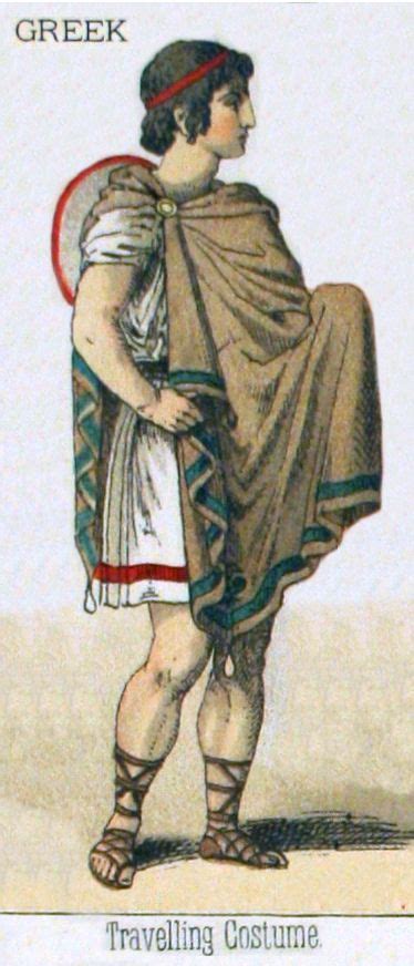 A Greek Travelling Costume Incorporating A Chiton A Chlamys Sandals