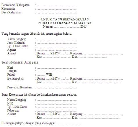 Contoh Surat Keterangan Kematian Dari Kelurahan / Contoh Surat Ahli