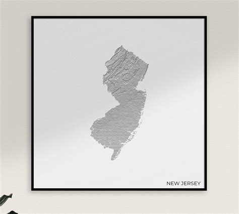 New Jersey Topographic Map Print Personalized New Jersey Etsy