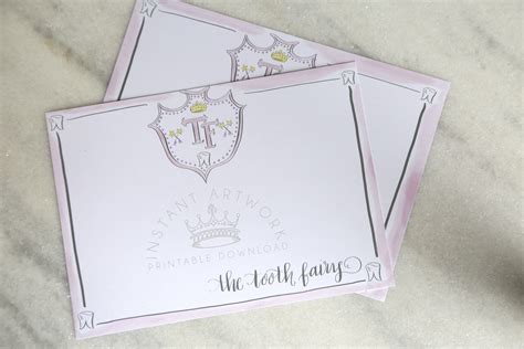 Tooth Fairy Printable Stationery Pink Calligraphy Printable