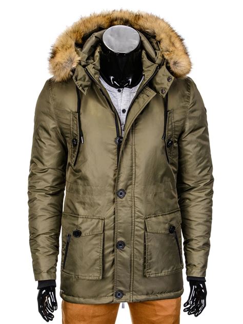 Mens Winter Parka Jacket Olive C303 Modone Wholesale Clothing