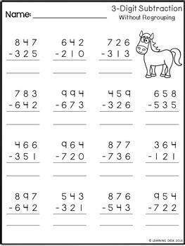 Three digit subtraction worksheets with and without regrouping. 3 Digit Subtraction Without Regrouping Worksheets | 3rd ...