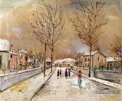 Maurice Utrillo Village Street In The Snow At Sannois Oil Painting