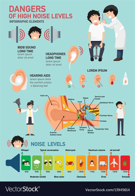 Dangers High Noise Levels Infographic Royalty Free Vector