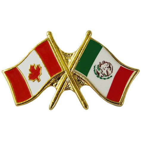Canada Mexico Crossed Pin Crossed Flag Pin Friendship Pin