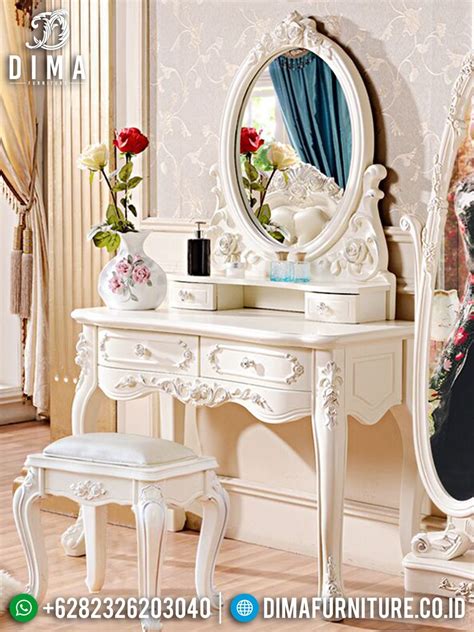 Set Meja Rias Putih Ukiran Jepara Luxury Elegant Style Furniture Jepara
