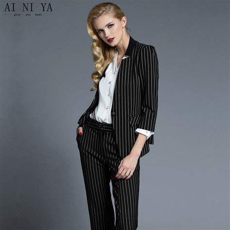 Women Pant Suits Striped Suit Fashionable Western Style Of Professional